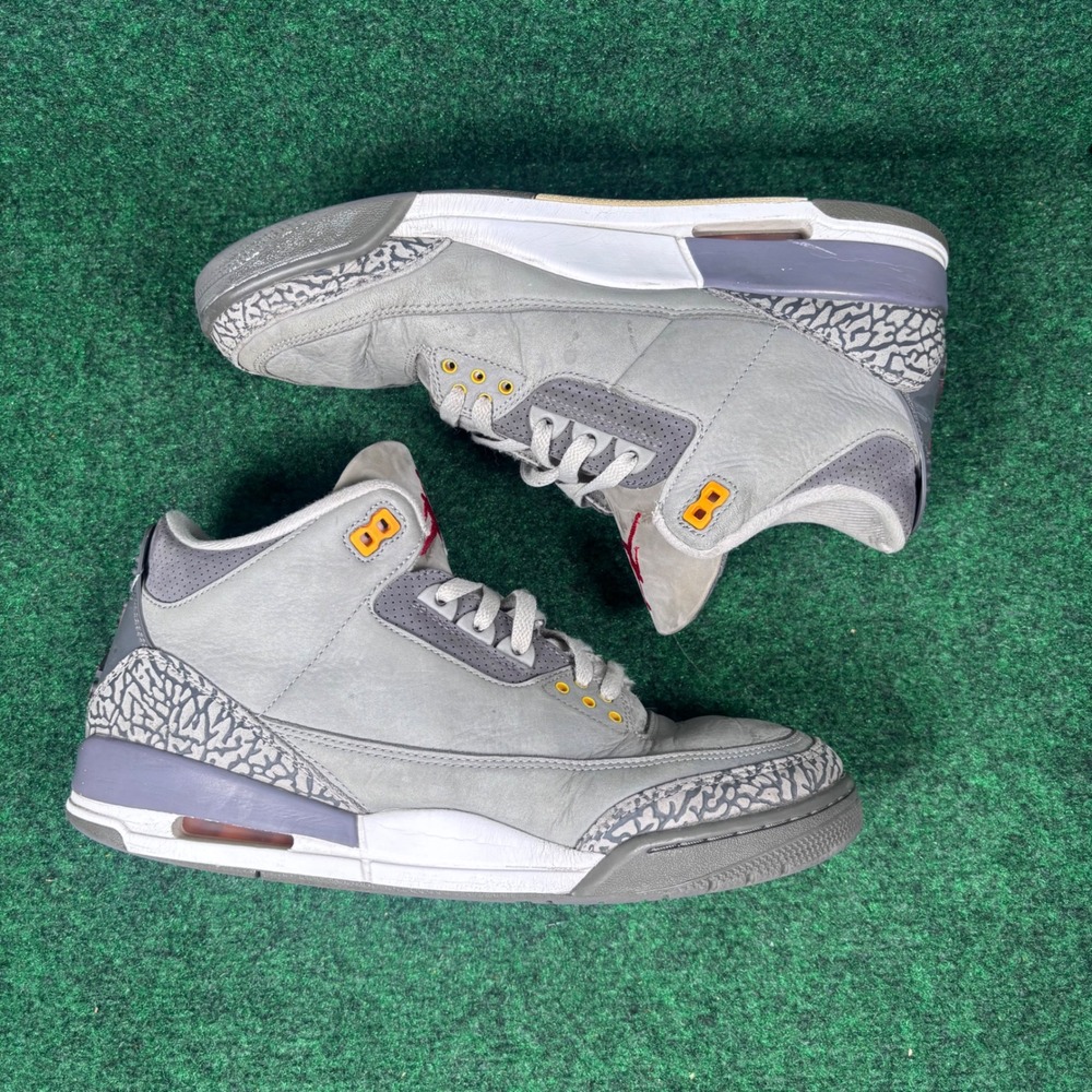Jordan 3 Retro Cool Grey 2021 Mens Sneakers CT8532-012 Grey Orange Red Size 11.5